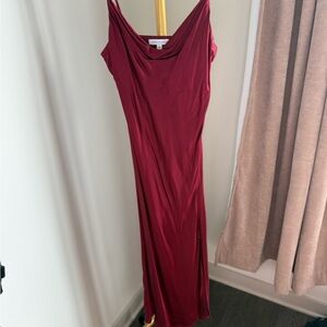 Socialite Cowl Neck Maroon Evening Gown